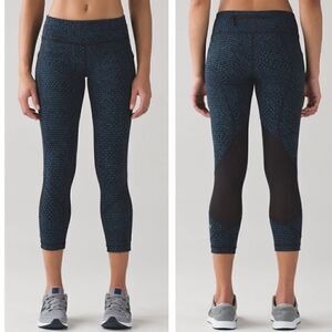 Lululemon Pace Rival Crop Legging Shatter Weave Desert Teal Blue